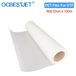 Rollo de película de transferencia de PET para impresora Epson L1800, L805, P600, P800, 33cm x 100 m, A3 +, DTF, 75 y 100 micras