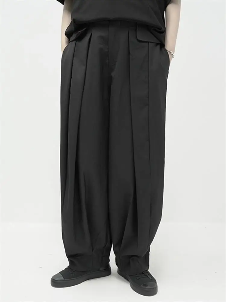 

Men's classic dark radish pants pleated design couples with the same casual loose large size Haren pants