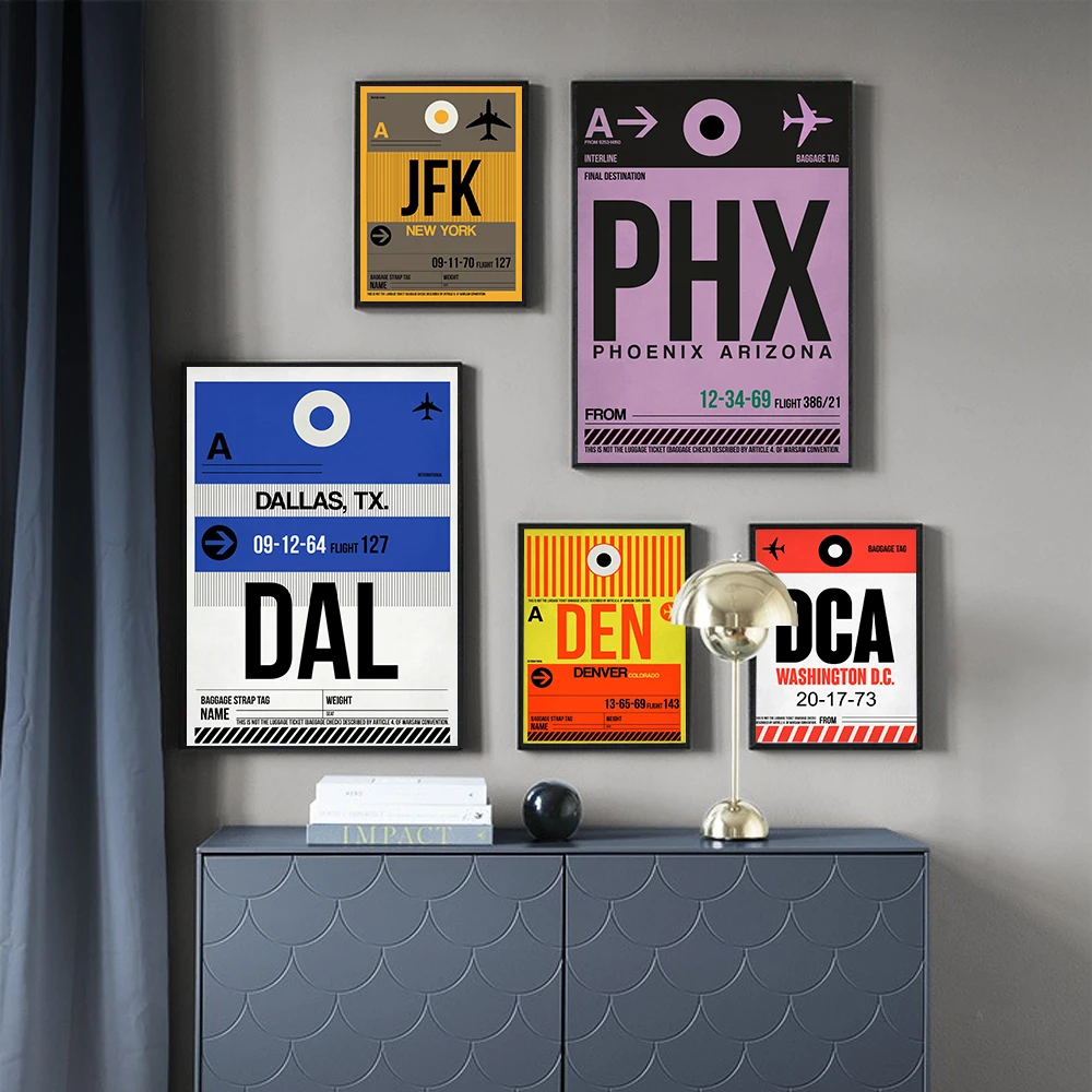 Modern Luggage Tag Pictures Wall Art Modular Letter Baggage Strap Tag Canvas Poster Vintage Bedroom Collect Decoration Painting