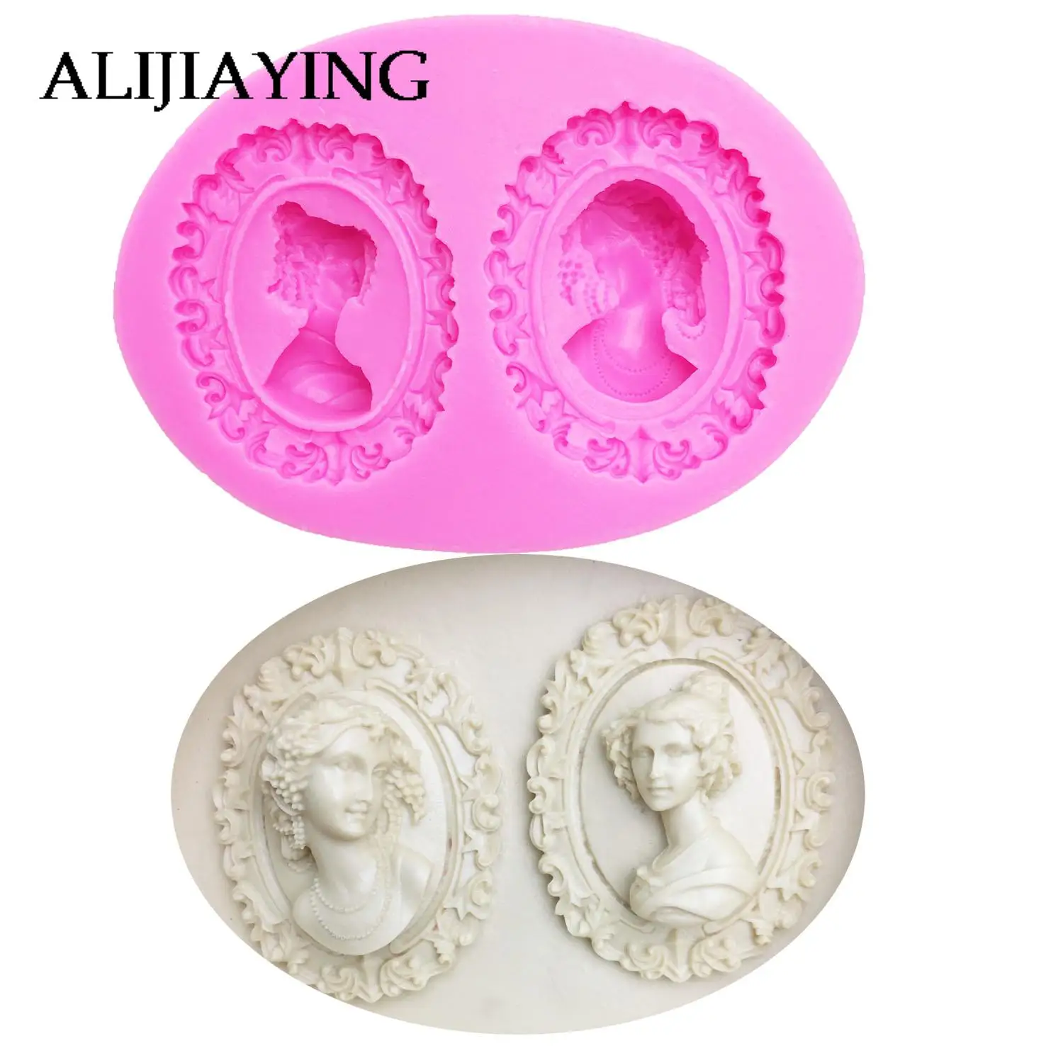 M0509 Woman head portrait Mirror Silicone Cake Frame Mold Silicone Baking Tools Kitchen Decorations