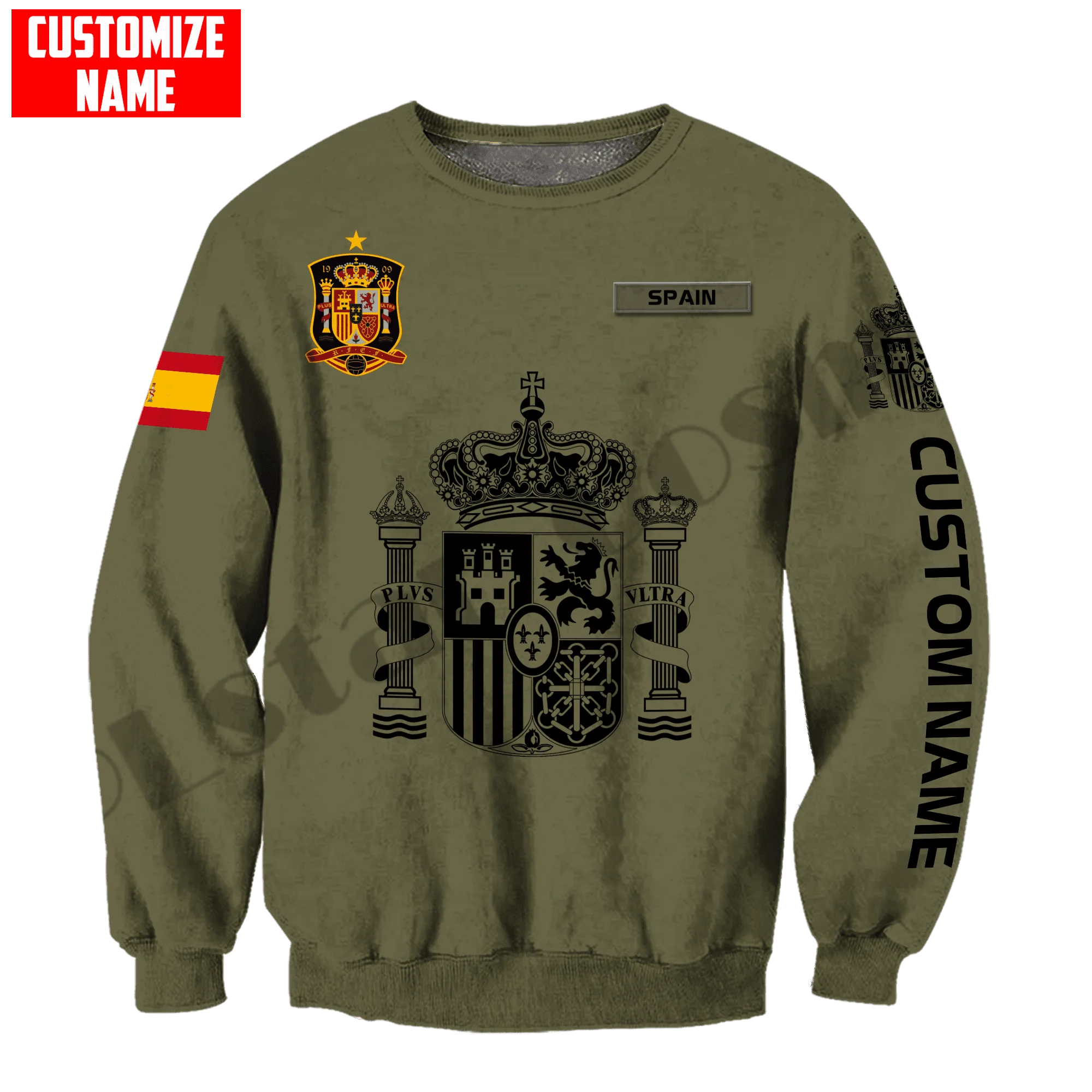 PLstar Cosmos 3DPrinted más nuevo país de España nombre personalizado regalo único Hrajuku ropa de calle Unisex Casual sudaderas con