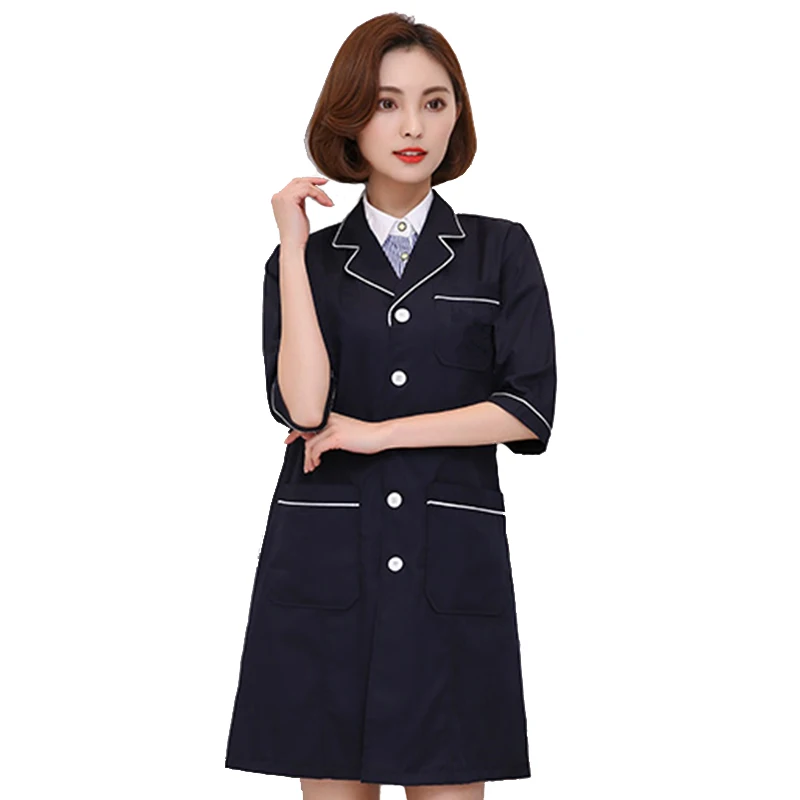 Korean ladies White lab coat hospital women work dress Korea cosmetic surgery sales beauty salon uniform