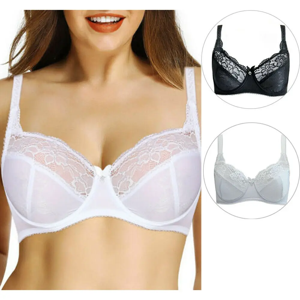 

Vgplay Solid White Lace Lingerie Patchwork Unlined Ultra Thin Underwear Breathable Soft Bras For Women Plus Size A B C D E G Cup