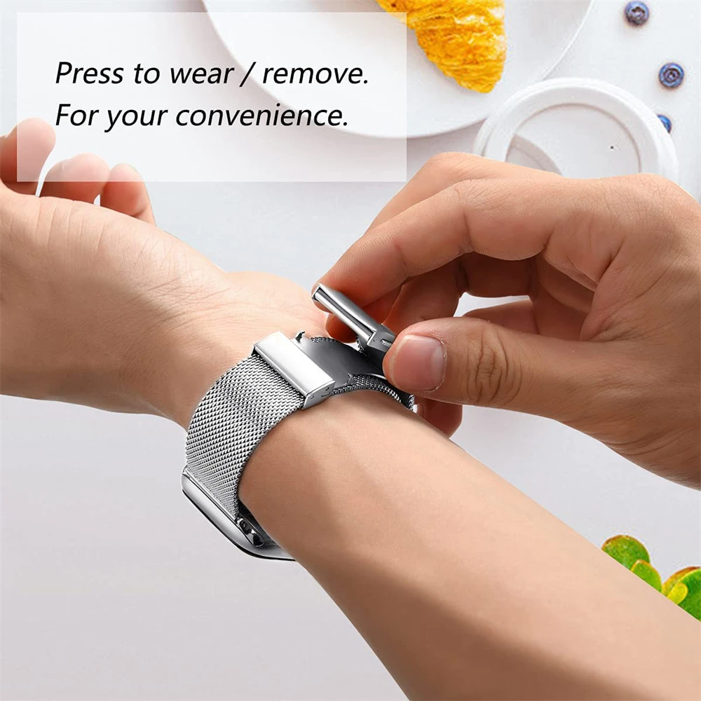 Ремешок Essidi с Миланской застежкой-бабочкой для Fitbit Versa 3 2 1 Versa Lite, сетчатый Браслет из нержавеющей стали для часов Fitbit Sense