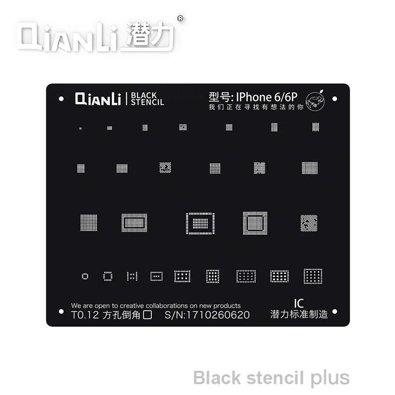 Qianli Black Plus BGA Reballing Stencil for Phone 11 Pro MAX XS XR XSMAX 8 6P NAND IC Chip Soldering Repair Square Hole Stencil