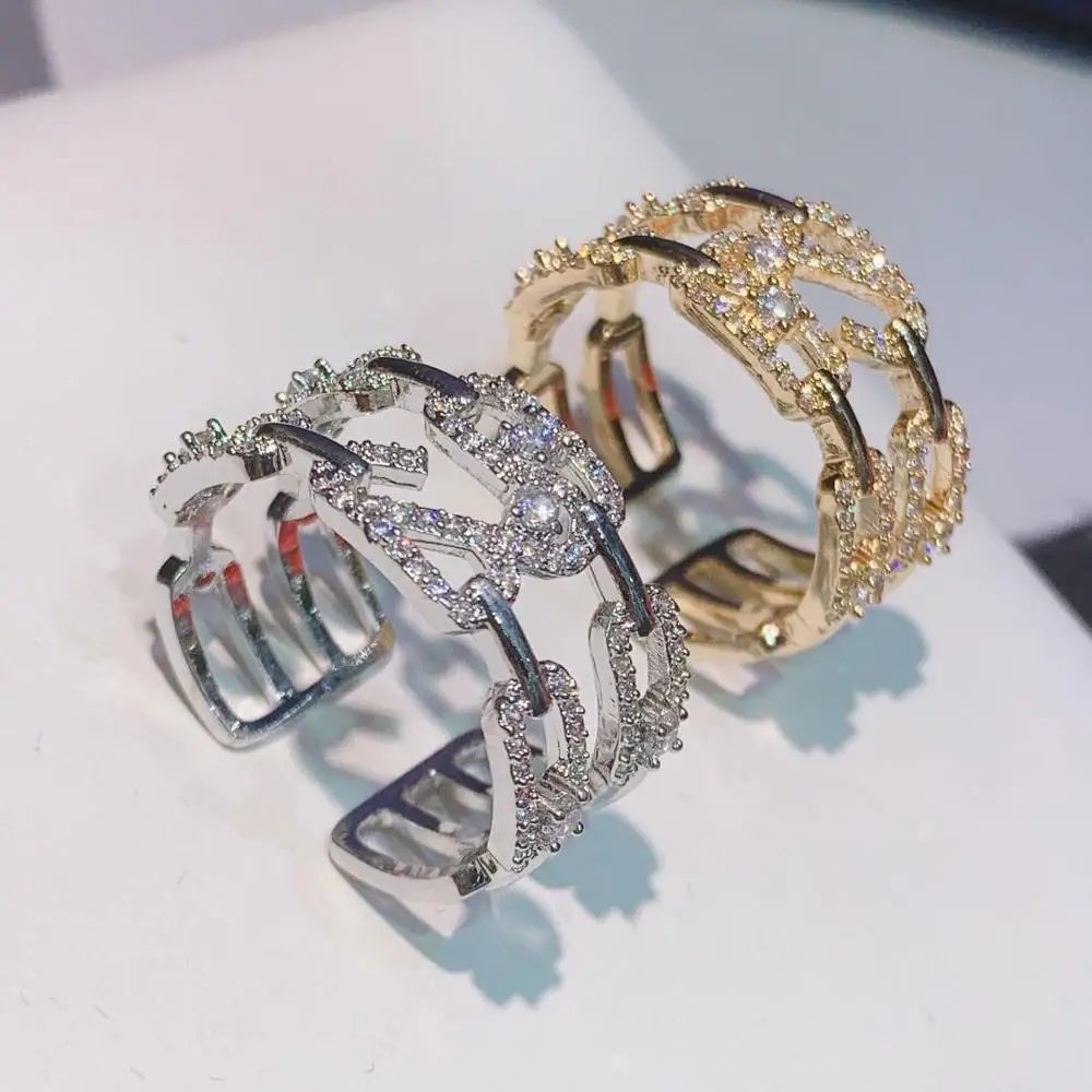 HIBRIDE Monaco Design Luxury Statement Stackable Ring For Women Wedding CZ Engagement Dubai Punk Bridal Top Finger Rings R-230