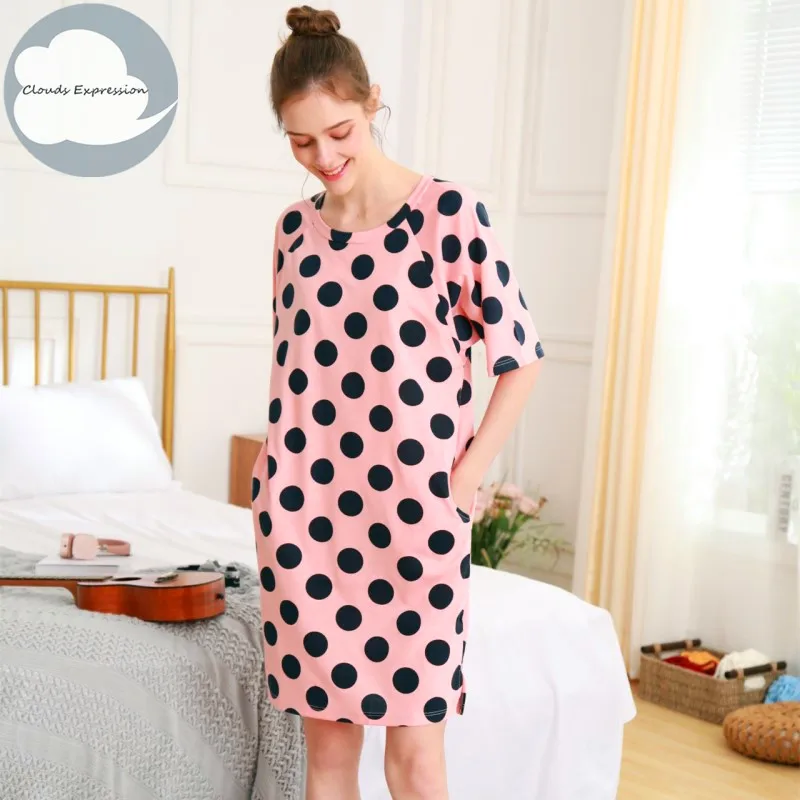 Summer Cotton M-5XL Sleepwear Women Nightdress Womens Cotton Cartoon Ladies Nightgown Sexy Nightwear Plus Size Home Sleep Dress