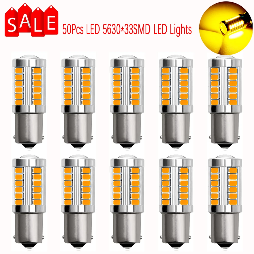 50X Wholesale 1156 Ba15s Bau15s LED 1157 Bay15d 5630 33smd Car Led Light Bulb 7443 3157 Turn Signal Lamp Yellow Red White 12V DC