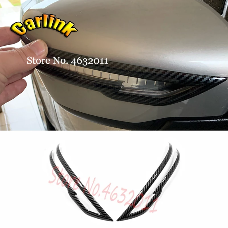 

For Nissan Qashqai J11 2nd Rogue 2014-2020 ABS Carbon Fibre Car Rearview Mirror Decoration Cover Trim Strip car accessories 2pcs