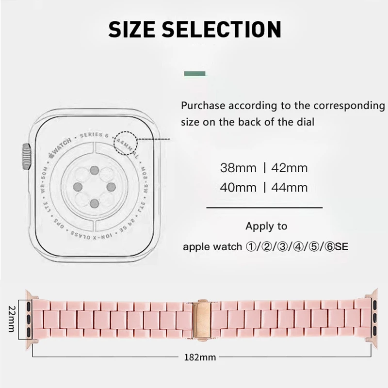 Fashion resin strap for apple watch band bracelet iwatch series 7 se 6 5 4 3 2 Lightweight and comfortable imitation resin strap