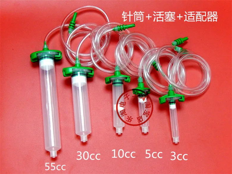 10pcs 3 / 5 / 10 / 30 / 55CC Syringe Piston Adapter Piston Dispensing Syringe Injection + Rubber Barrel