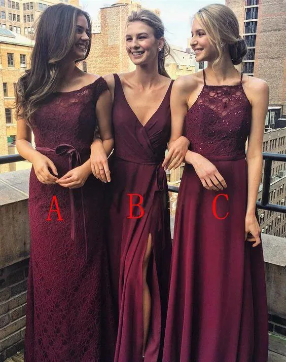 High Quality Burgundy Bridesmaid Dress Long Garden Country Formal Wedding Party Guest Maid of Honor Gown Plus Size Custom Made