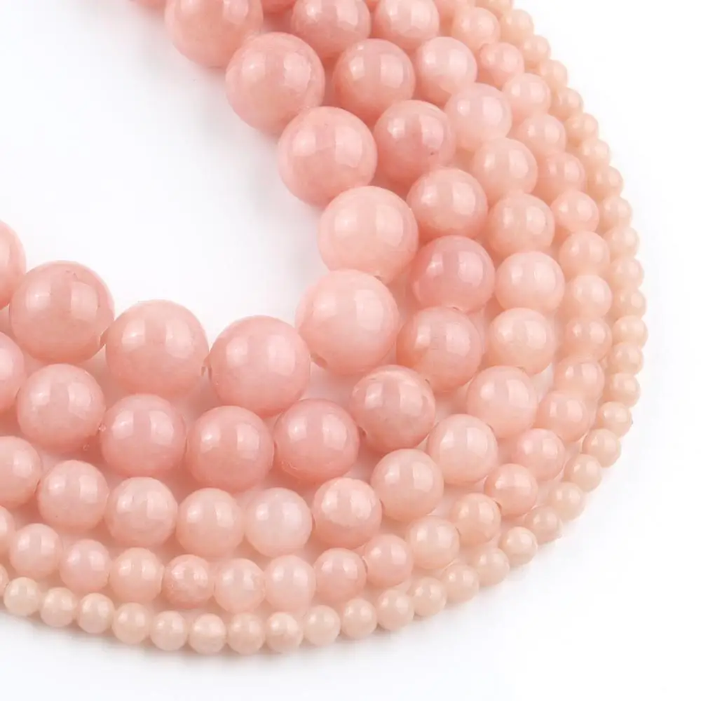 Natural Stone Light Pink Jades Beads Round High Quality Loose Spacer Beads For Jewelry Making DIY Bracelets 15Inch 4/6/8/10/12mm