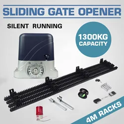 Complete Automatic Sliding Gate Opener Electric Operator Hardware Driveway Heavy Slide Gate Motor KIT with Nylon Racks 4 Meters