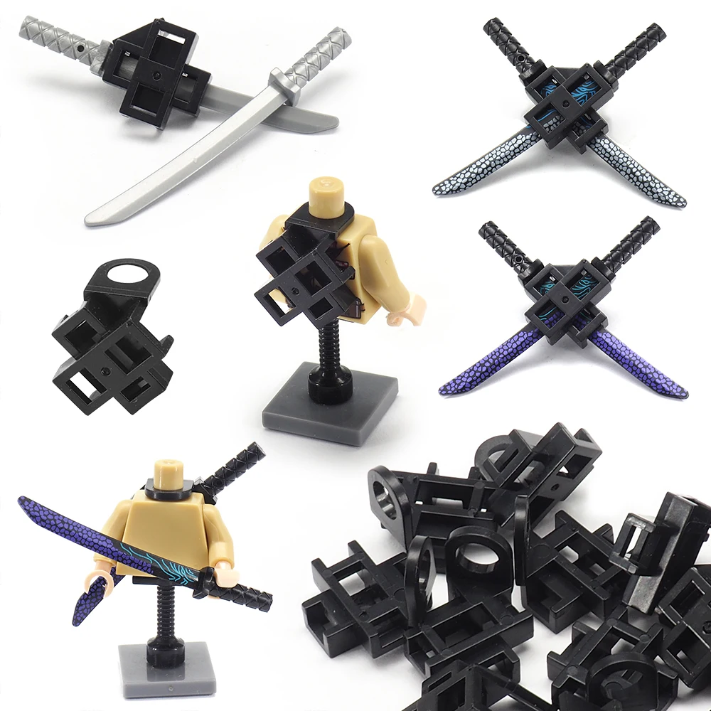 Weapons Figures Sword Set Frame Building Block Equipment Moc Warrior Back Magic Knife Frame Model Christmas Toys Child Boy Gifts