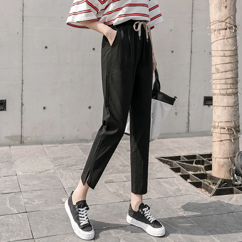 2021 new spring women's nine-point casual pants women's thin feet harem pants