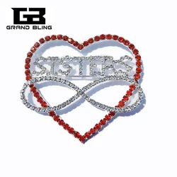 GRANDBLING New Arrival  Crystal Heart Shape Sister Brooch Unique Friendship Gift to Your Friends