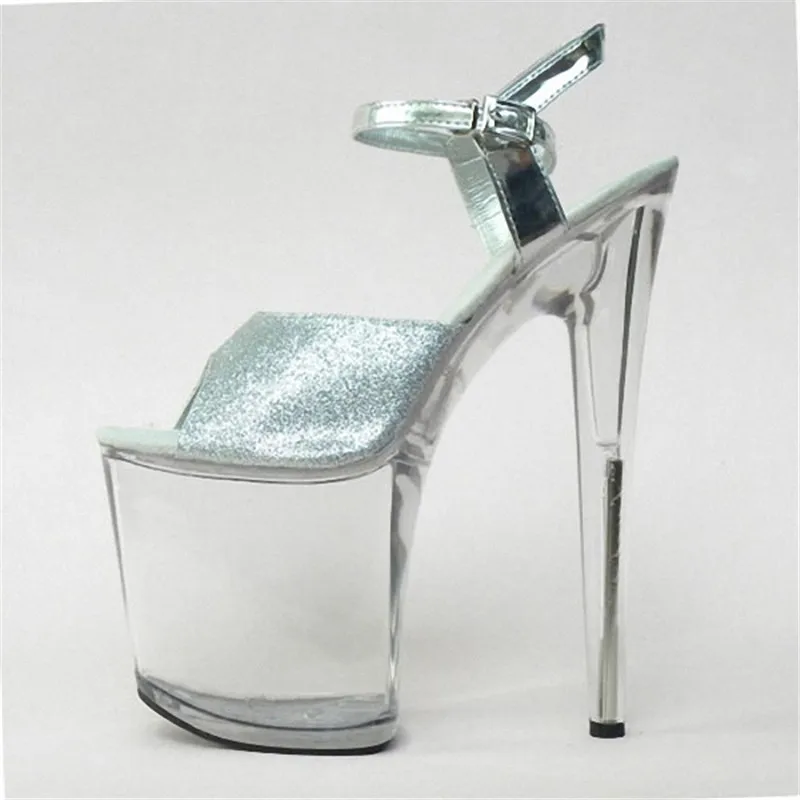 

20cm Ultra High Heels Crystal Sandals Colorful Glitter Platform The Bride Wedding Shoes 8 Inch Women's Shoes