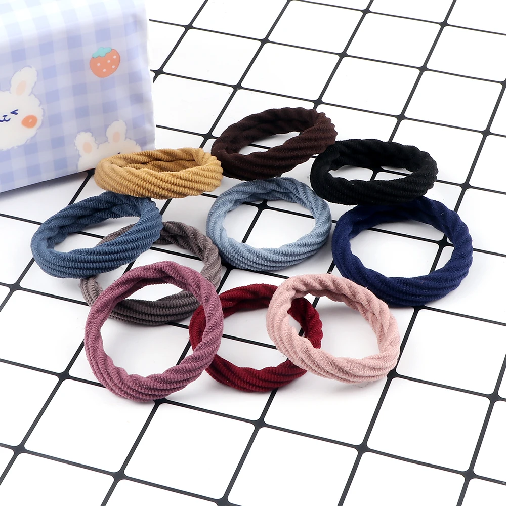 10Pcs/Set Girls Colorful Solid Color Big Rubber Band Candy Elastic Hair Accessories For Women Kid Ponytail Holder Gum Scrunchies