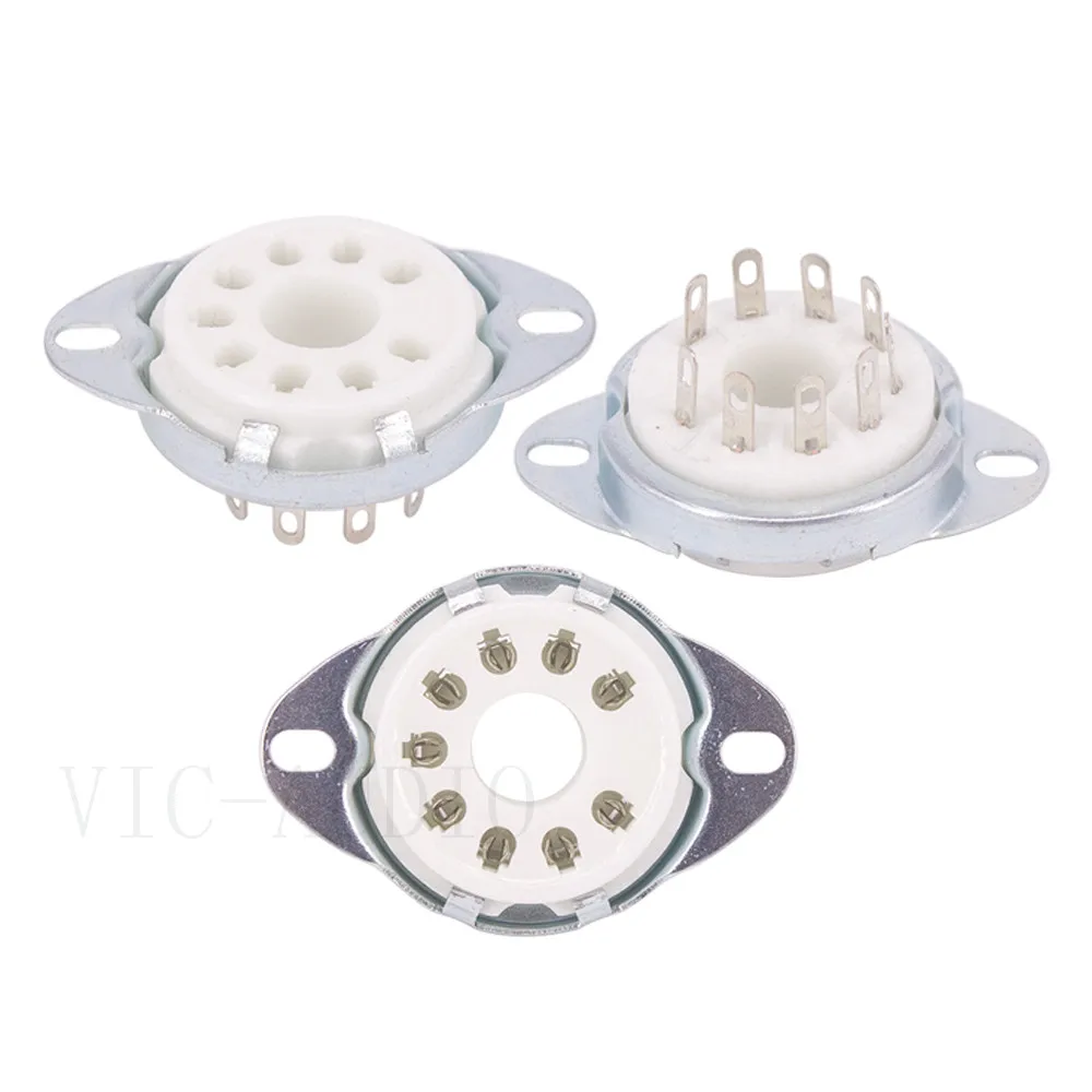 Soquete de tubo de cerâmica, 8 peças, grande, 9 pinos, vavle, tubo de soquete, para el504 pl504 elstico elstico plmoagem 6p12p, amplificador de tubo de vácuo, vintage