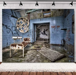 Abandoned Hospital Photography Backdrop Horror Sickroom Background Creepy Scene Rusty Bed Broken Furnitures Dirty Wall Decor