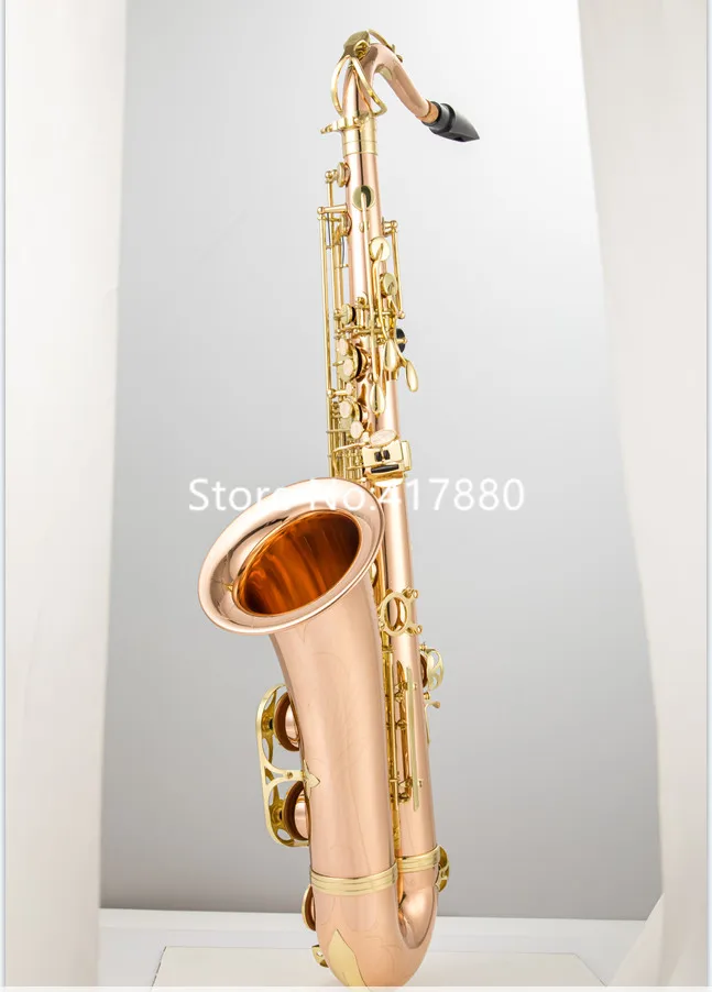 Tenor Saxophone Bb Tune Red Copper Lacquered Gold Sax Beginners Kit, Mouthpiece, Neck Strap, Cleaning Cloth Rod, Gloves, Case