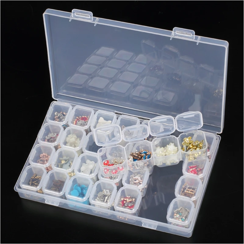 

28 grid Dismountable Storage Box Diamond Painting Kits Nail Art Rhinestone Tools Beads Accessories Case Boxes jewelry Organizer