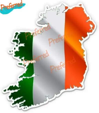 Ireland Flag Country Map Pride Vinyl Sticker - for Car Laptop I-Pad Phone Helmet Hard Hat - Waterproof Decal Die-Cut Waterproof