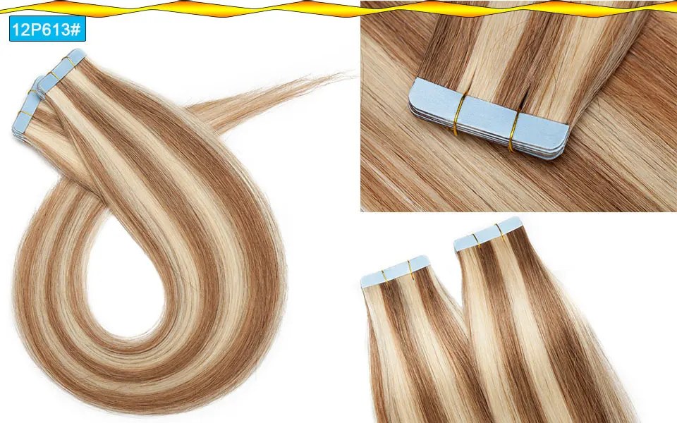 SEGO 2,5 g/Stück, gerade Tape-In-Haarverlängerungen, Echthaar, Skin Weft Tape Hair, nahtlos, unsichtbar, doppelseitiges Klebeband, 20 Stück – Detail 11