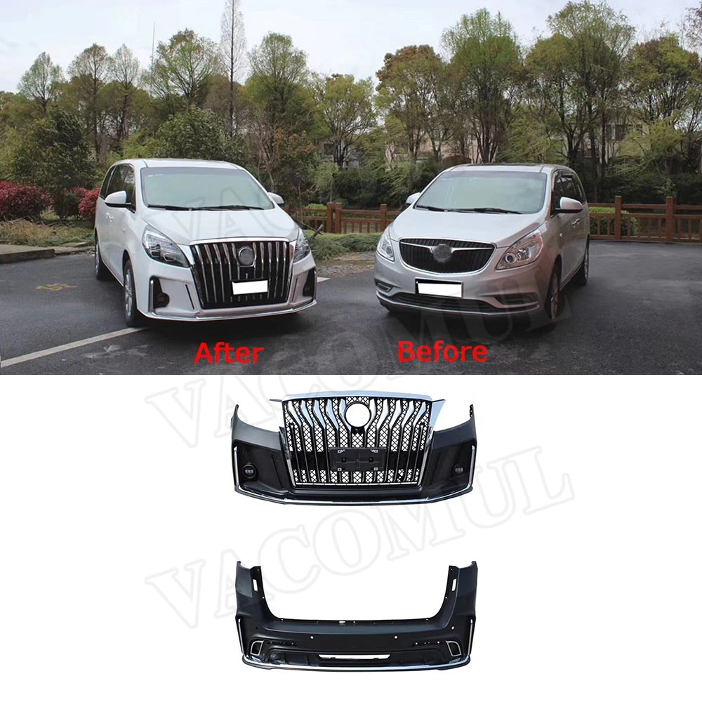 

PP Unpainted Front Bumper Grill Cover Rear Bumper lip Diffuser Spoiler For Buick GL8 Body Kit Car Styling