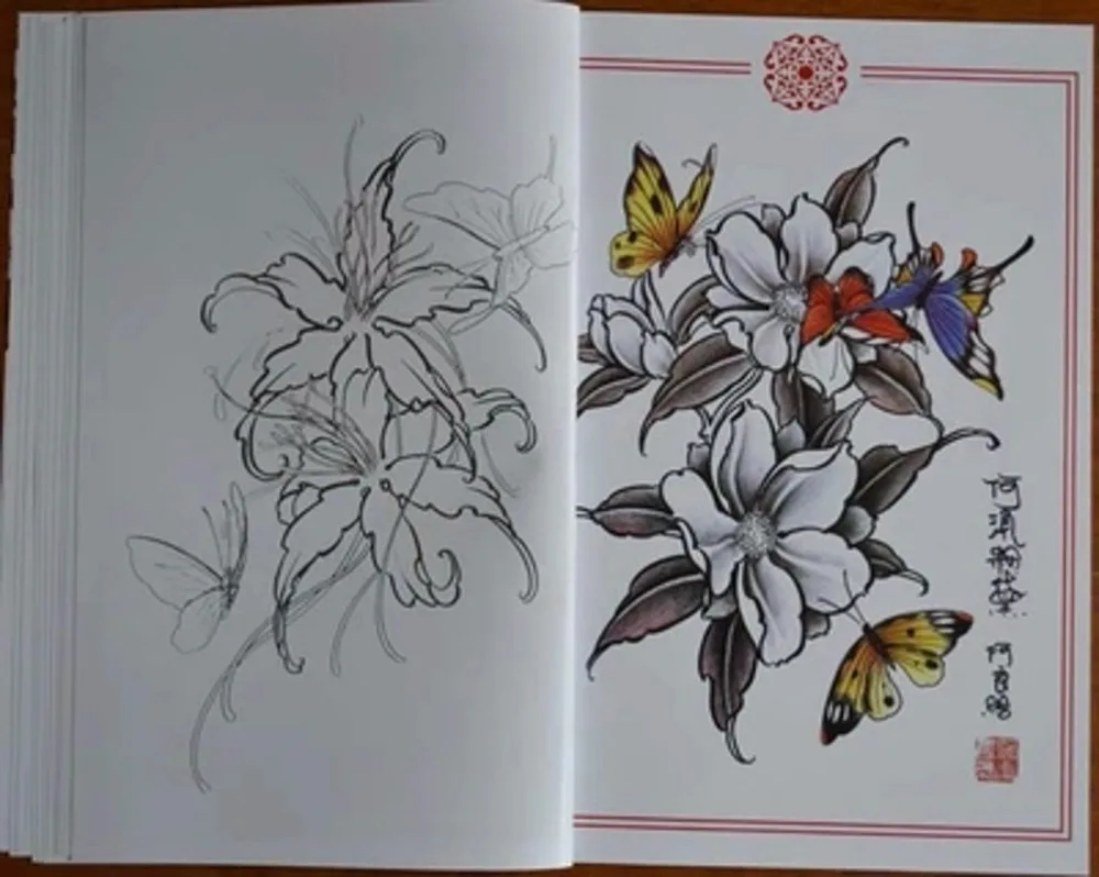 tattoo book Butterfly Love Flower Tattoo Flowers Beautiful Tatoo Books Rose Tattoos Book Peony Pattern Embroidery Stencil