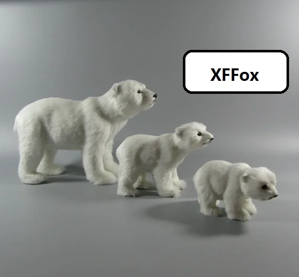 3 pieces a lot simulation white polar bear models polyethylene&furs white bear dolls gift about 15cm, 19cm, 28cm xf2360