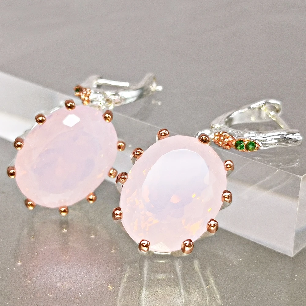 DreamCarnival1989 Big Opal Earrings for Women Rose Gold Silver Plated Bridal Party Baroque Dangle Pink Jewelry Wholesale WE4108