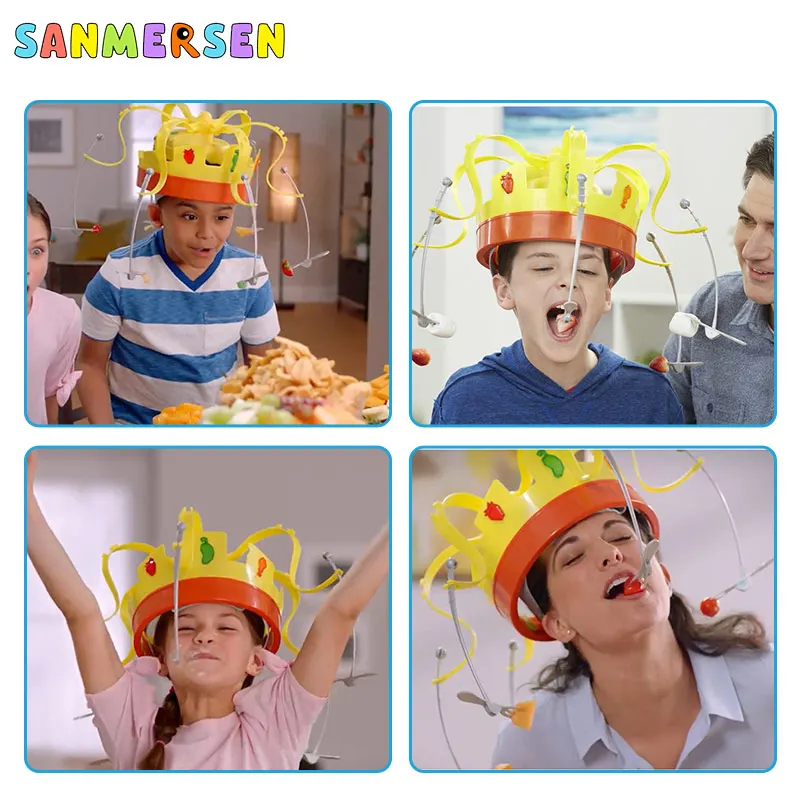 Family Party Games Funny Food Crown Hat Trick Toy Tidy Crown Eat The Food With Revolving Party Parent Child Interactive Toys