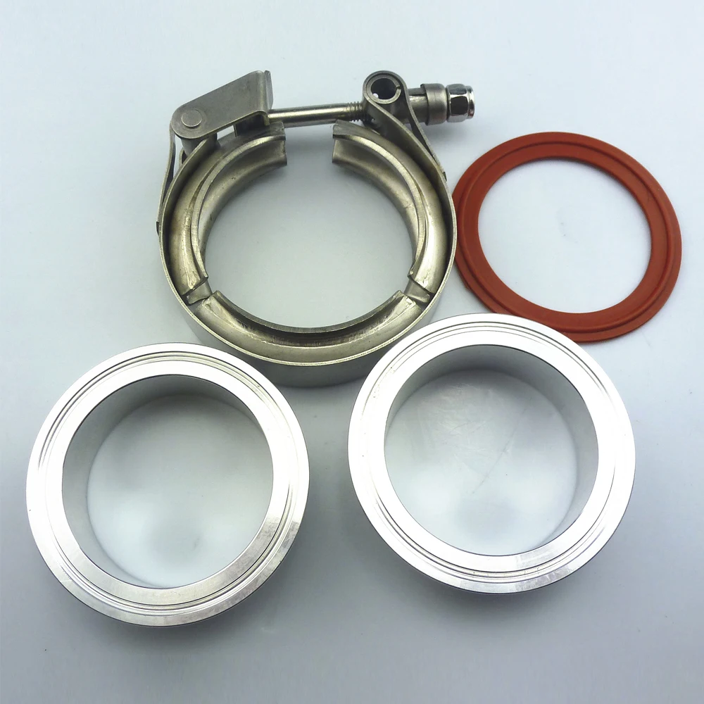 ZUCZUG 1.5-5.0 inch Quick V band clamp  Aluminum Alloy  flange with sealing ring for car exhaust pipe fixed assembly