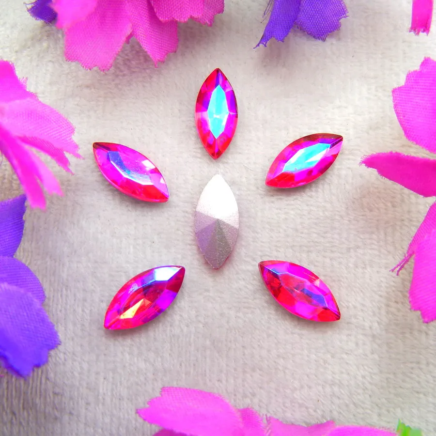 AB Farben 8 Größen Navette Pferdeaugen-Markise Form Glas-Klebekristalle Strass-Ornamente Zubehör DIY-Verzierung – Detail 7
