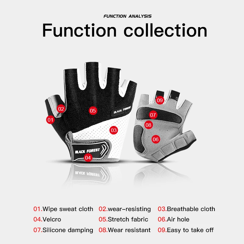 Bicycle Gloves Fitness Half Finger Cycling Glove Female Silicone Gel Anti-Slip Summer Breathable MTB Mittens Lycra M L XL