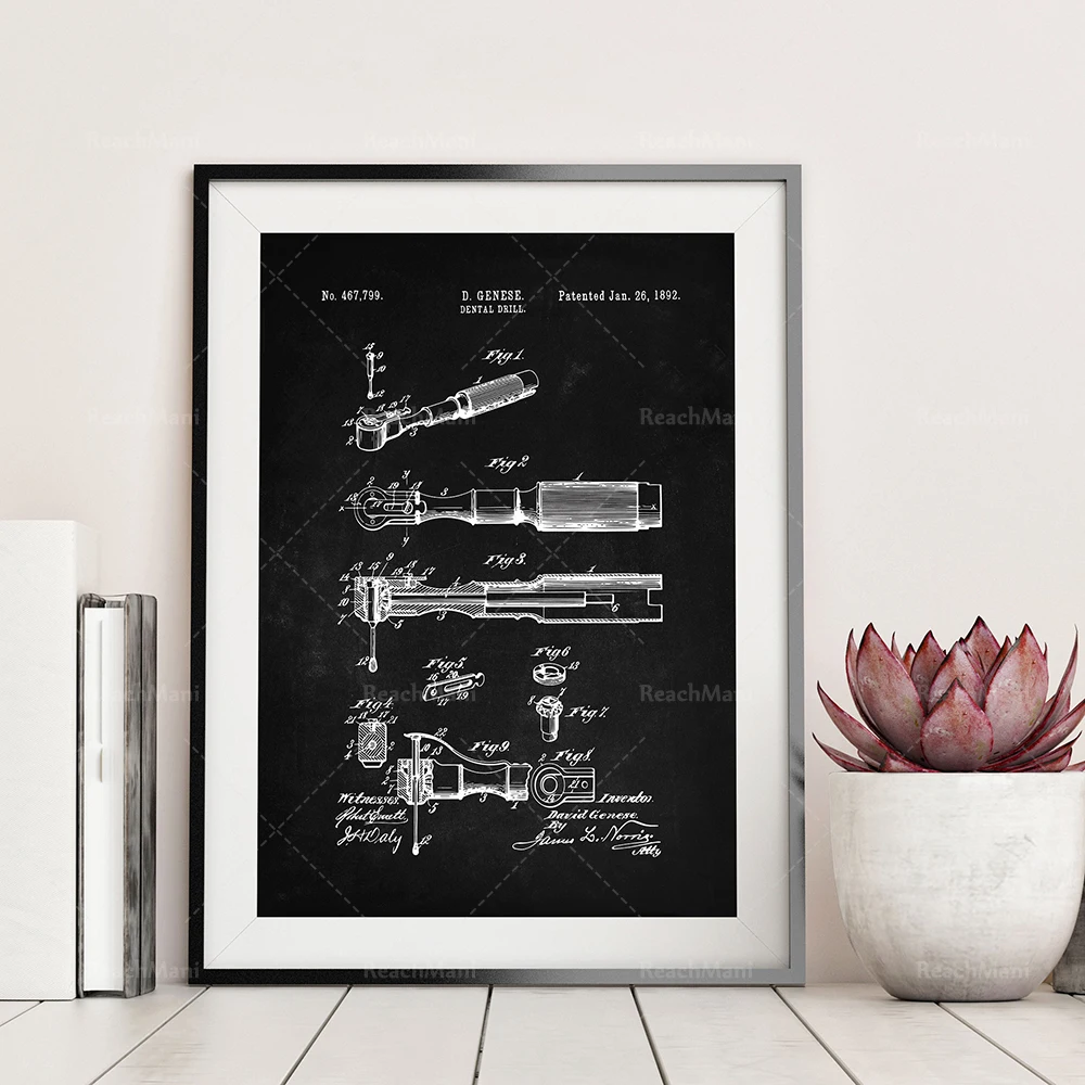 Dentist Patent Prints, Wall Art Poster Set of 4, Dental Surgery Art Print, Dental Patent Prints, Dentist Art Prints Gift,