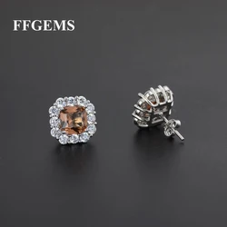 FFGems New Design Created Zultanite Stud Earrings Silver Square Stone Color Change Fine Jewelry For Women Girl Party Gift