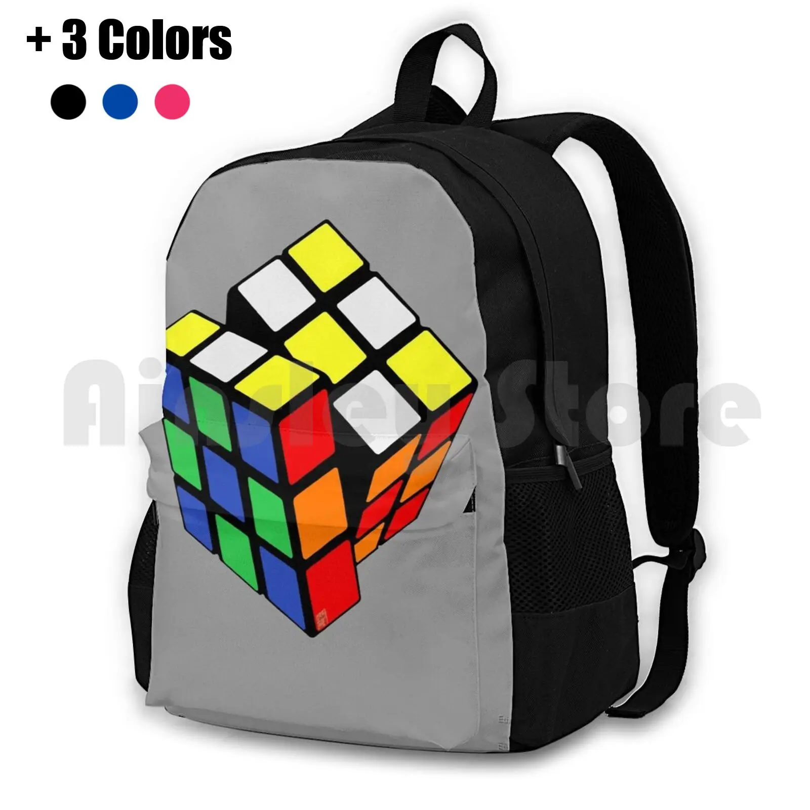 Checkered Pattern Outdoor Hiking Backpack Waterproof Camping Travel Cube Pop Art Puzzle Puzzles Games Red Orange Yellow White