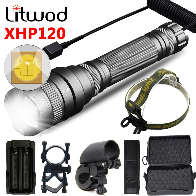 XHP120 Tactical Led Hunting Flashlight 2* 18650 Battery Waterproof Torch Zoomable High Quality XHP90 XHP70 XHP50 Lantern