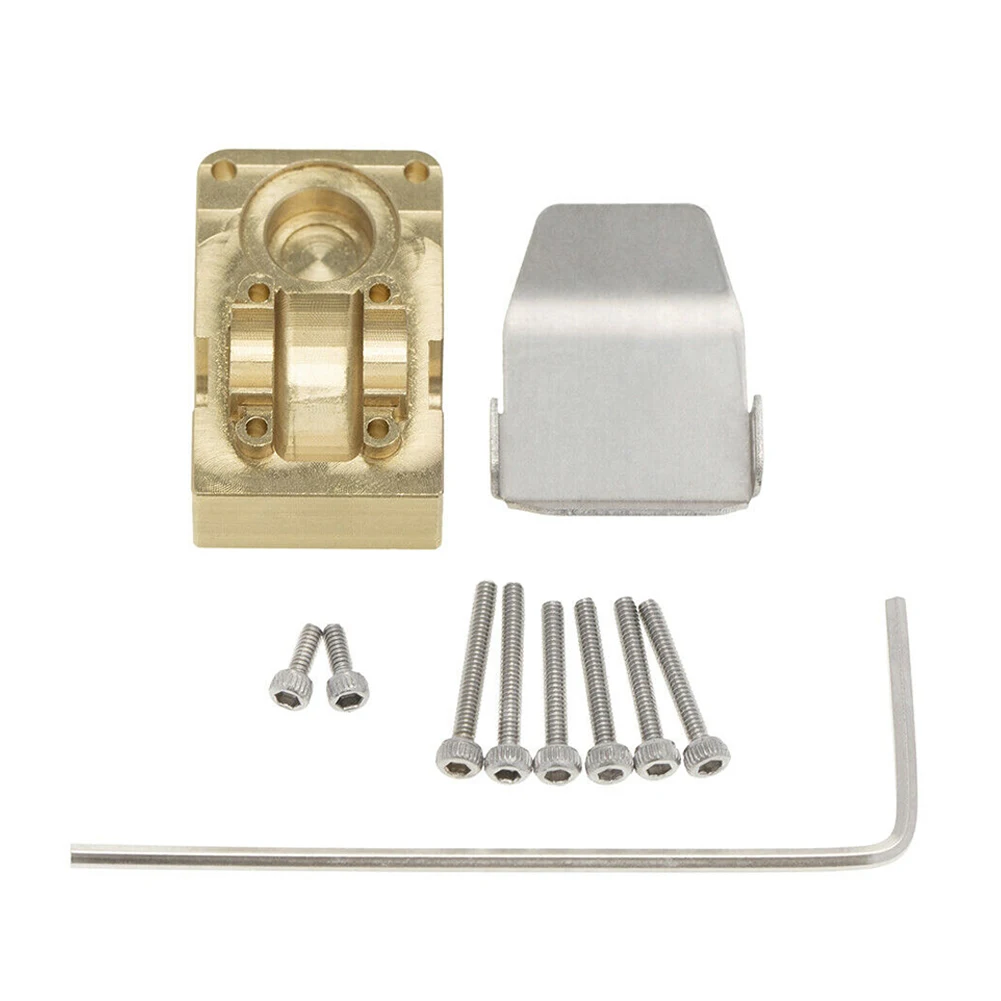 Capa de ponte de contrapeso de cobre com placa de proteção para 1/24 axial scx24 90081 axi00002 axi00001 rc peças de atualização de carro