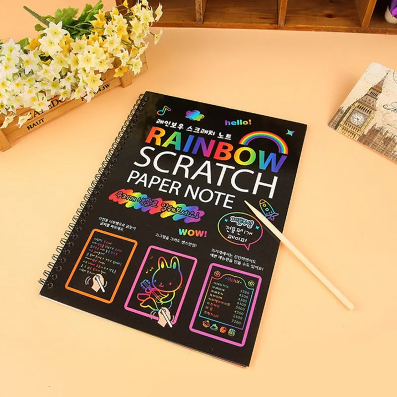 Magic Scratch Art Doodle Drawing Board Notebook DIY Rainbow Color Drawing Toys For Children Kids Painting Educational Toys Gift