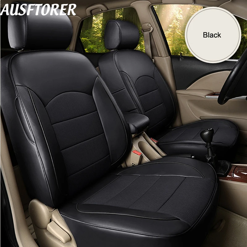 AUSFTORER Cowhide & PVC Leather Cover Seats for BMW X6 Series Automobiles Seat Covers for Cars Cushion Set 2008-2017 Accessories