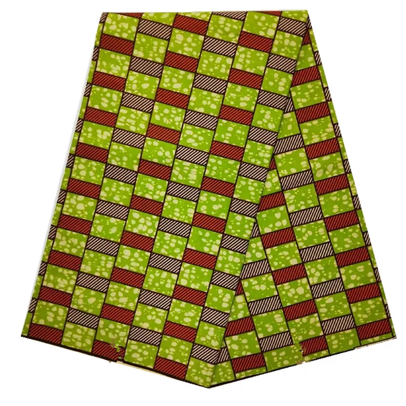 New Arrival Green Grid Real Wax African Print Fabric High Quality 100% Cotton Ankara African Wax 6yards N20801- 4