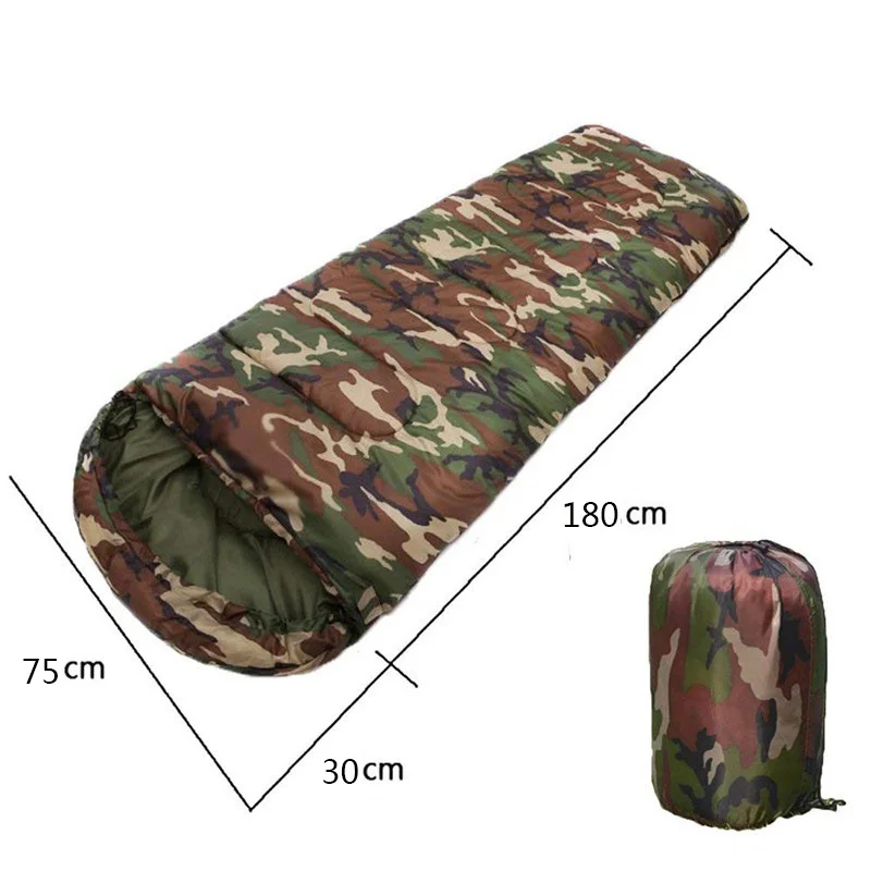 Camouflage Sleeping Bag Cotton Envelope Style Army Military Sleeping Bags Waterproof Beach Outdoor Camping Hiking Travel Bed