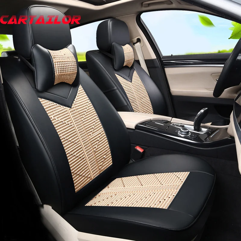 

CARTAILOR Seat Covers Cars fit for Dodge Avenger 2008 Car Seat Cover Set Ice Silk & PU Leather Car Styling Cover Seats Supports