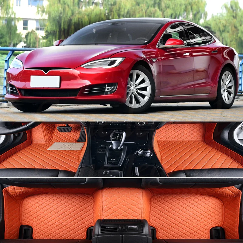 

Кожаные автомобильные коврики для Tesla Model S 2014 2015 2016 2017 2018, индивидуальные подушечки для ног, автомобильные коверы, автомобильные чехлы