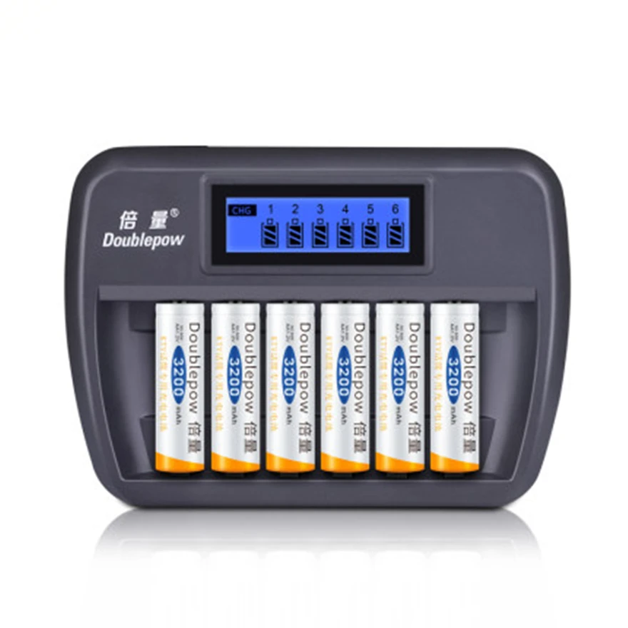 

6PCS large capacity 1.2v 3200mAh AA rechargeable battery original Ni-MH rechargeable battery + 6-slot smart fast charging charge