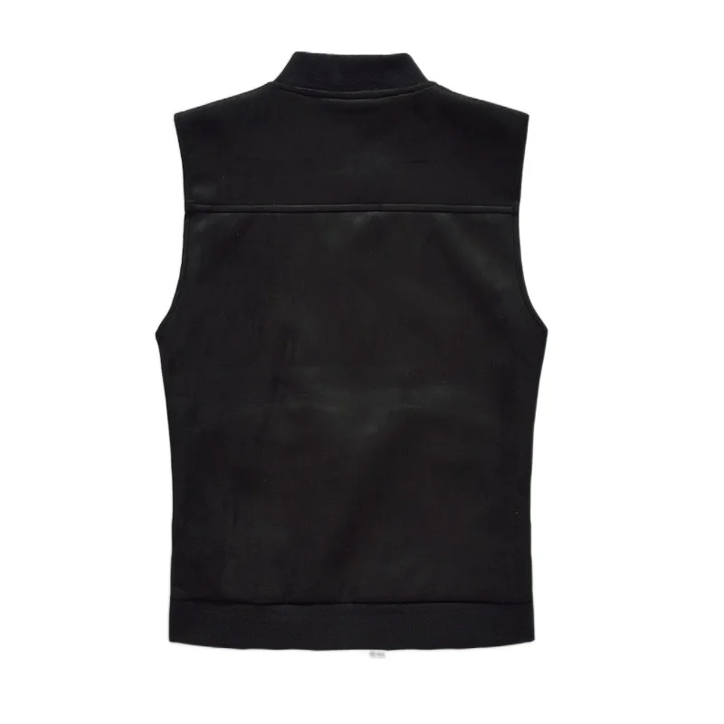 Spring Autumn Hot New 2022 Black Solid Color Denim Vest Men\'s Punk Rock Style Waistcoat Motorcycle Sleeveless Jacket Size M-5XL